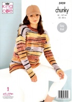 Knitting Pattern - King Cole 5929 - Safari Chunky - Ladies Round & Cowl Neck Sweaters